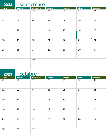 Plantilla Calendario Escolar 2023-2024 en Excel